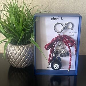 Piper K Eight Ball Pool Hall  Billiards Dice Bag Charm/Chain